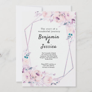 Pink & Purple Floral Geometric Wedding Invitation