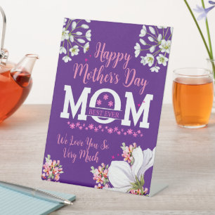 Pink & Purple Floral Happy Mothers Day Mom Pedestal Sign
