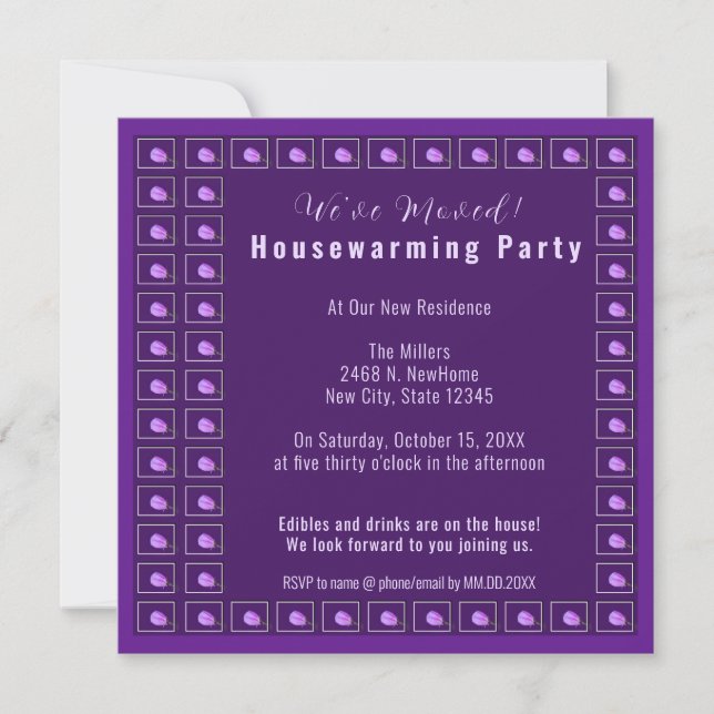 Pink, Purple Floral Housewarming Party Invitation (Front)