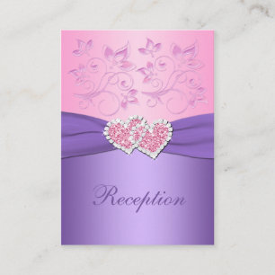 Pink, Purple Floral Joined Hearts Enclosure Card