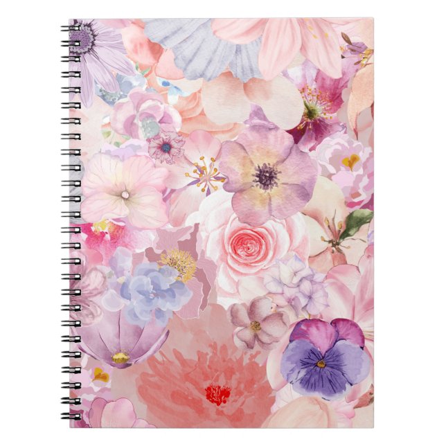 Pink & Purple Floral Pattern Notebook (Front)