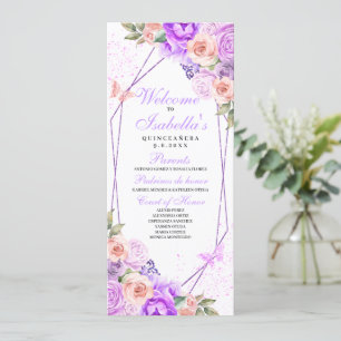 Pink & Purple Floral Quinceanera Program