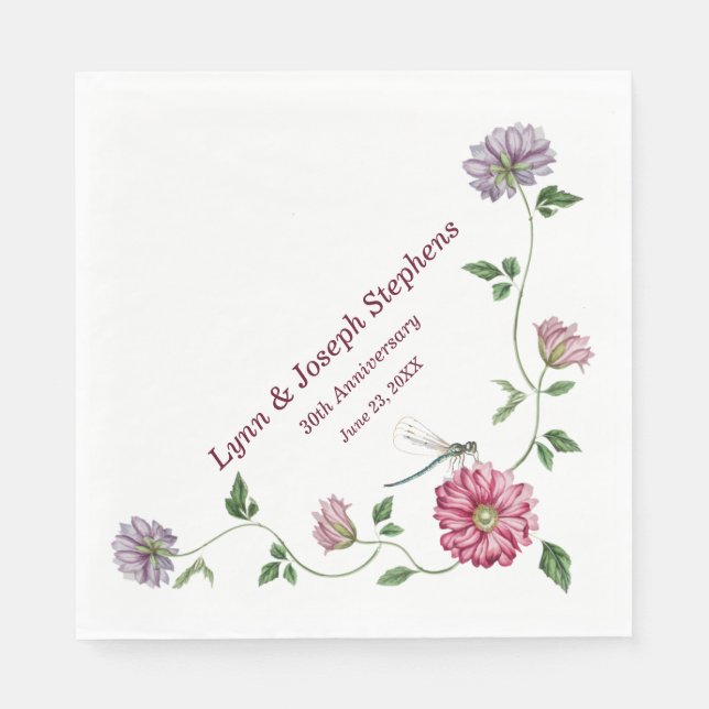 Pink & Purple Floral Vine   Napkin (Front)