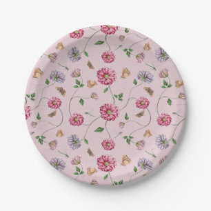 Pink & Purple Floral Vine  Paper Plate