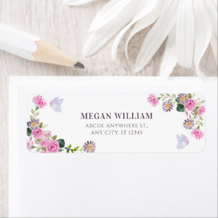 Pink purple floral watercolor butterfly