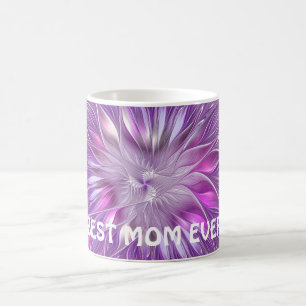 Pink Purple Flower Abstract Fractal Art Best Mom Coffee Mug