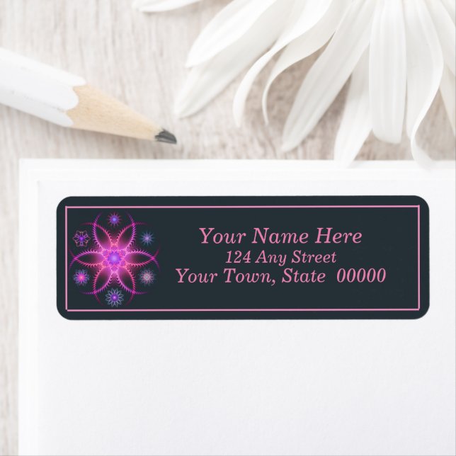 Pink Purple Flower Address Return Labels (Insitu)