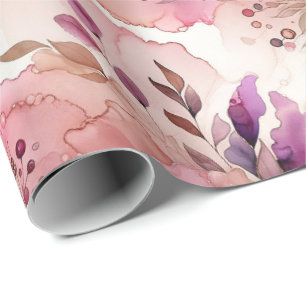 Pink & Purple Flower Alcohol Ink Print Wrapping Paper