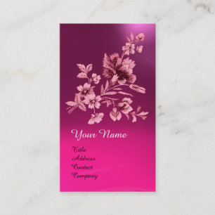 PINK PURPLE FLOWER BOUQUET WITH CARNATION MONOGRAM BUSINESS CARD