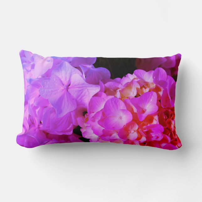 Pink  purple flower elegant Hydrangeas Lumbar Pillow (Front)