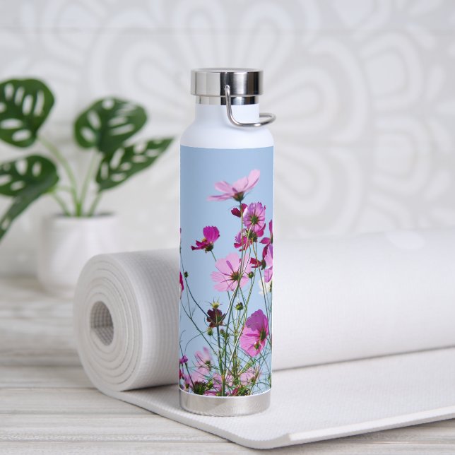 Pink Purple Flower Meadow Water Bottle (Yoga)
