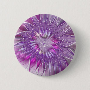 Pink Purple Flower Passion Abstract Fractal Art 2 Inch Round Button