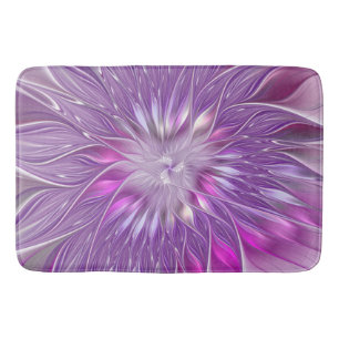 Pink Purple Flower Passion Abstract Fractal Art Bath Mat