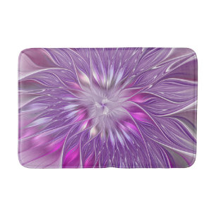 Pink Purple Flower Passion Abstract Fractal Art Bath Mat
