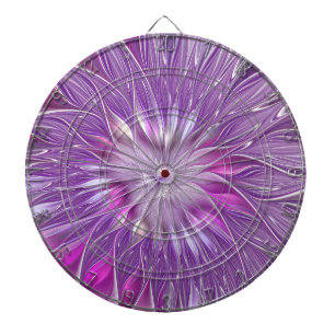Pink Purple Flower Passion Abstract Fractal Art Dartboard