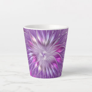 Pink Purple Flower Passion Abstract Fractal Art Latte Mug