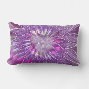 Pink Purple Flower Passion Abstract Fractal Art Lumbar Pillow