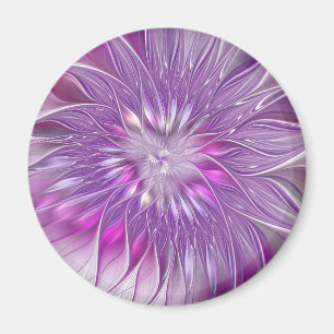 Pink Purple Flower Passion Abstract Fractal Art Magnet