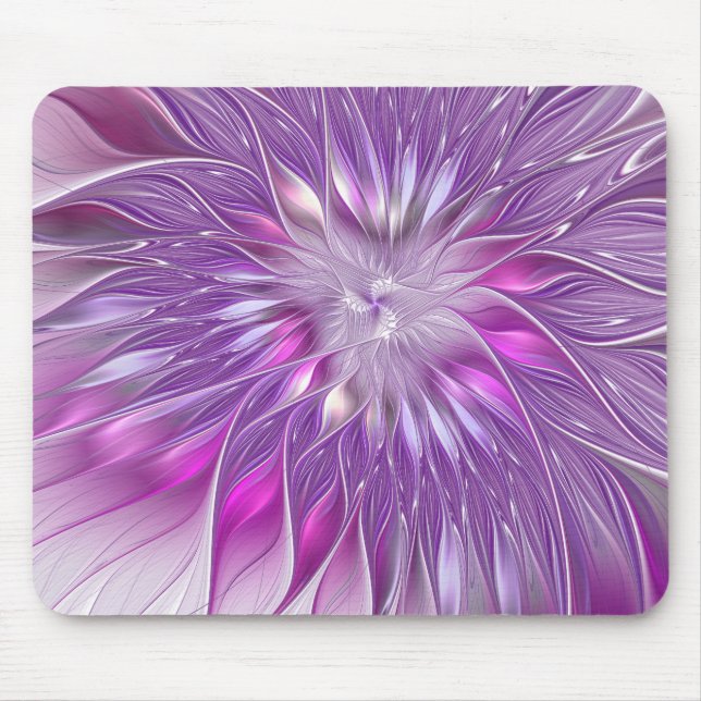 Pink Purple Flower Passion Abstract Fractal Art Mouse Pad (Front)