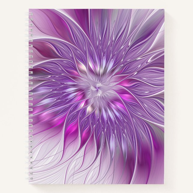 Pink Purple Flower Passion Abstract Fractal Art Notebook (Front)