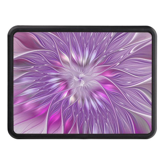 Pink Purple Flower Passion Abstract Fractal Art Trailer Hitch Cover (Front)