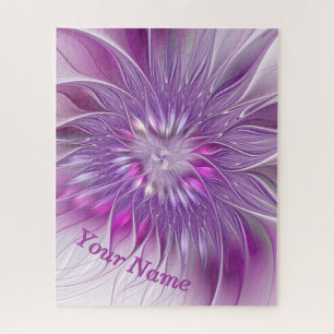 Pink Purple Flower Passion Abstract Fractal Name Jigsaw Puzzle