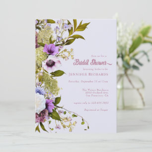 Pink Purple Flowers Bloom Bridal Shower Invitation