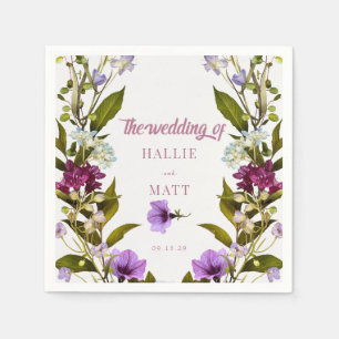 Pink Purple Flowers    Bloom Wedding  Napkin