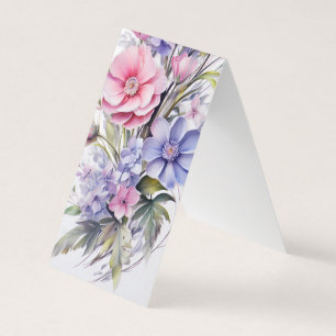 Pink & Purple Flowers Folding Bookmarks Bookmarker Business Card
