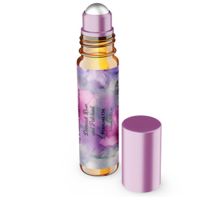 Pink & Purple Flowers Perfume Roller Bottle label (Creator Uploaded)