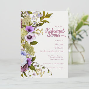 Pink Purple Flowers    Rehearsal Dinner Invitation