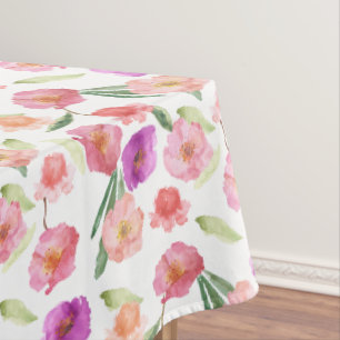 Pink Purple Flowers Tablecloth