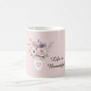 Pink Purple Flowers Vase Coffee Mug
