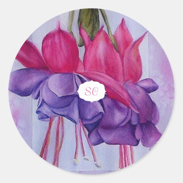 PINK PURPLE FUCHSIA CLASSIC ROUND STICKER (Front)