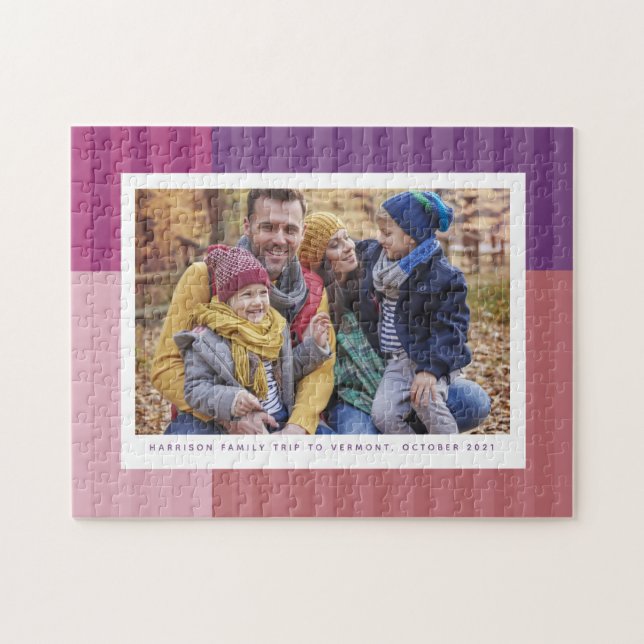 Pink purple fun colourful personalized photo jigsaw puzzle (Horizontal)