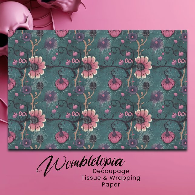 Pink & Purple Fun Halloween Pumpkin & Flowers  Tissue Paper (Creator Uploaded)