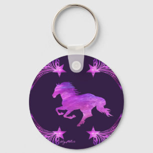 Pink & Purple Galloping Horse Keychain