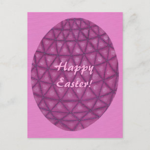 Pink Purple Geometric Happy Easter Egg Postcards