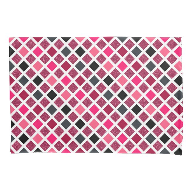 Pink Purple Geometric Pattern Pillowcase (Front)