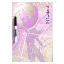 Pink purple girly volleyball player silhouette
