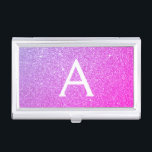 Pink Purple Glitter and Sparkle Monogram Business Card Holder<br><div class="desc">Pink and Purple Ombre Faux Glitter and Sparkle Elegant Monogram Business Card Holder. This Business Card Holder can be customized to include your initial and first name.</div>