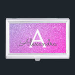 Pink Purple Glitter and Sparkle Monogram Business Card Holder<br><div class="desc">Pink and Purple Ombre Faux Glitter and Sparkle Elegant Monogram Business Card Holder. This Business Card Holder can be customized to include your initial and first name.</div>