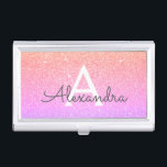 Pink Purple Glitter and Sparkle Monogram Business Card Holder<br><div class="desc">Gold,  Pink and Purple Rainbow Pastel Ombre Faux Glitter and Sparkle Elegant Monogram Business Card Holder. This Business Card Holder can be customized to include your initial and first name.</div>