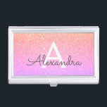 Pink Purple Glitter and Sparkle Monogram Business Card Holder<br><div class="desc">Gold,  Pink and Purple Rainbow Pastel Ombre Faux Glitter and Sparkle Elegant Monogram Business Card Holder. This Business Card Holder can be customized to include your initial and first name.</div>