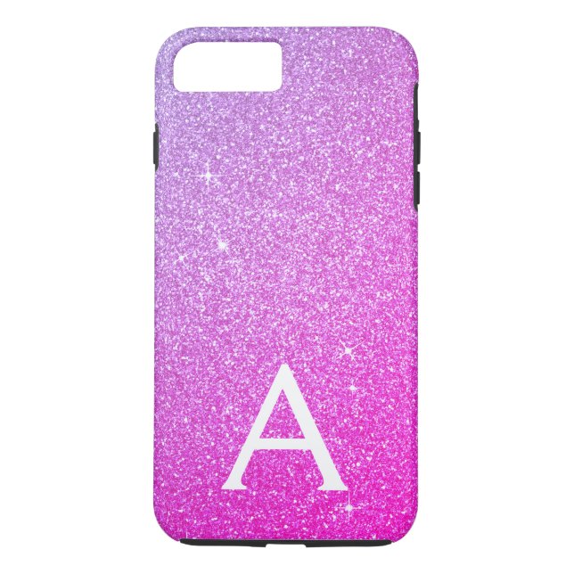 Pink Purple Glitter and Sparkle Monogram Case-Mate iPhone Case (Back)