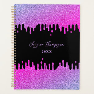 Pink & Purple Glitter Drips Signature Script Planner