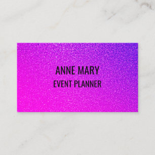 Pink Purple Glitter Event Wedding Planner Girly Business Card