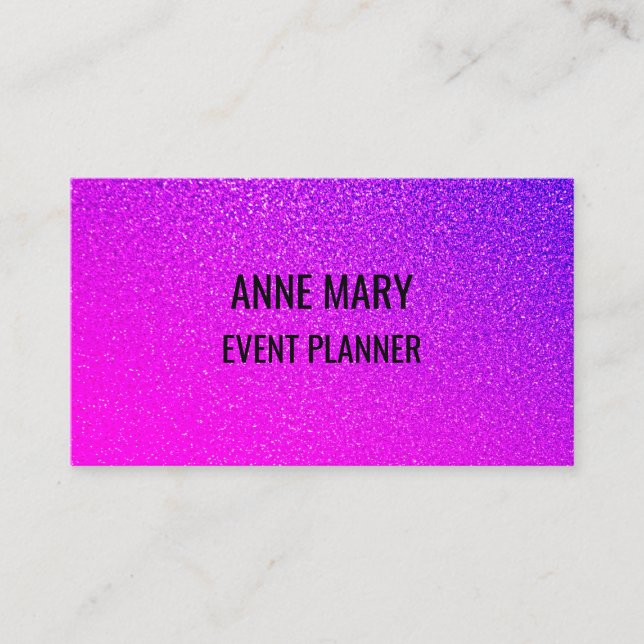 Pink Purple Glitter Event Wedding Planner Girly Business Card (Front)