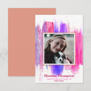Pink & Purple Glitter Graduation Announcement