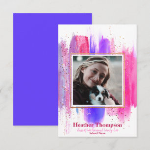 Pink & Purple Glitter Graduation Announcement